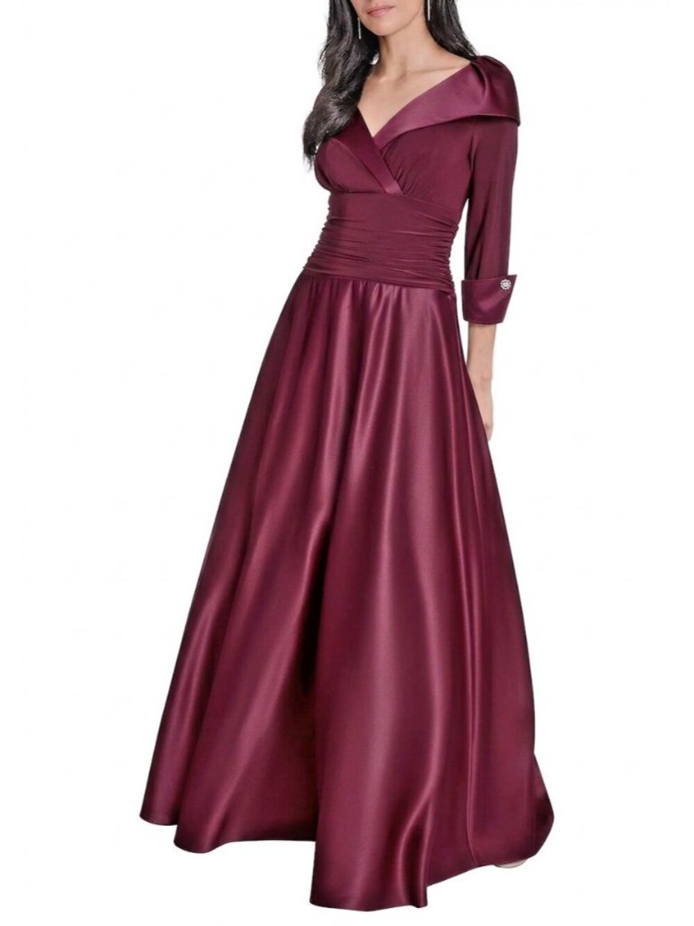 Jessica Howard Long Gown Size 12 Burgundy Wine Satin Formal Dress Worn Once